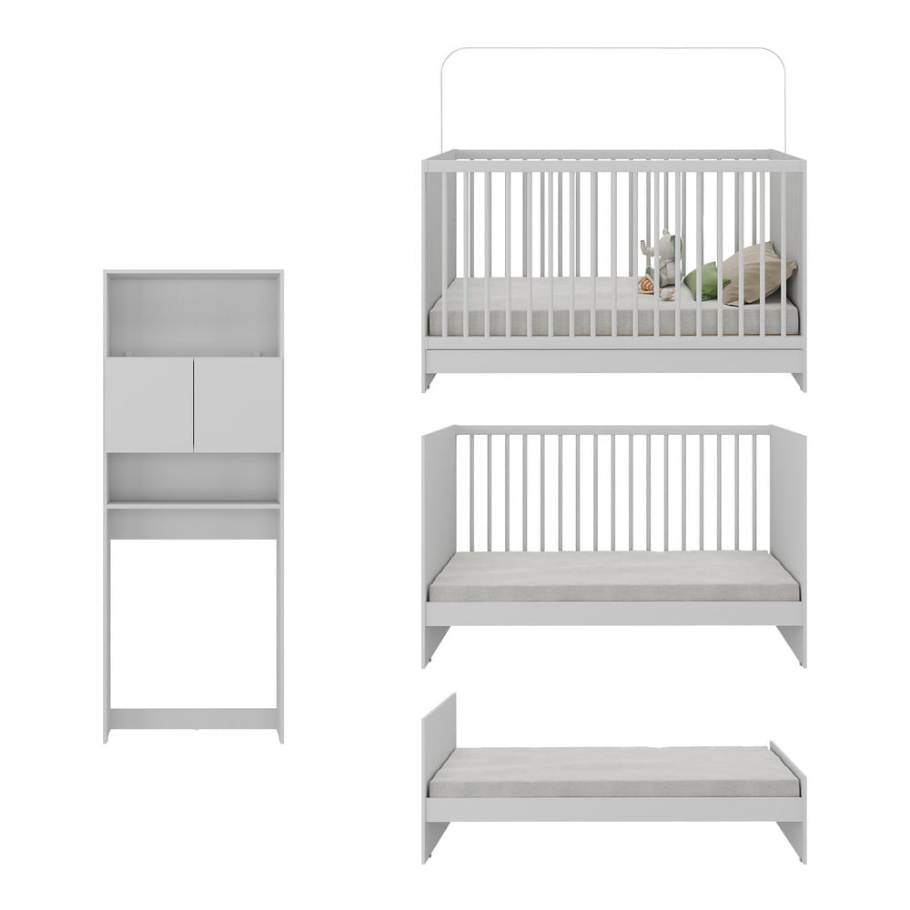 Berço 3 em 1 com Armário 2 Portas Multimóveis MP4143 Branco