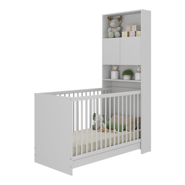 Encontraproduto.com.br - Berço 3 em 1 com Colchão e Armário 2 Portas Multimóveis MP4152 Branco