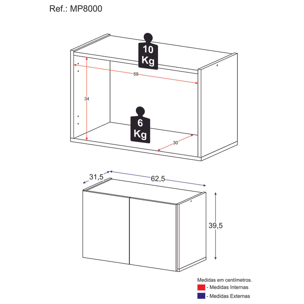 Encontraproduto.com.br - Aparador Buffet Suspenso 2 Portas Multimóveis Mp8000 Preto Preto