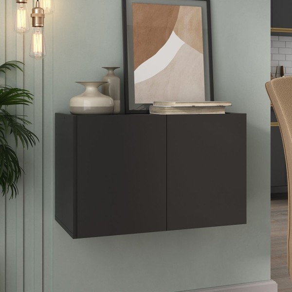 Encontraproduto.com.br - Aparador Buffet Suspenso 2 Portas Multimóveis Mp8000 Preto Preto