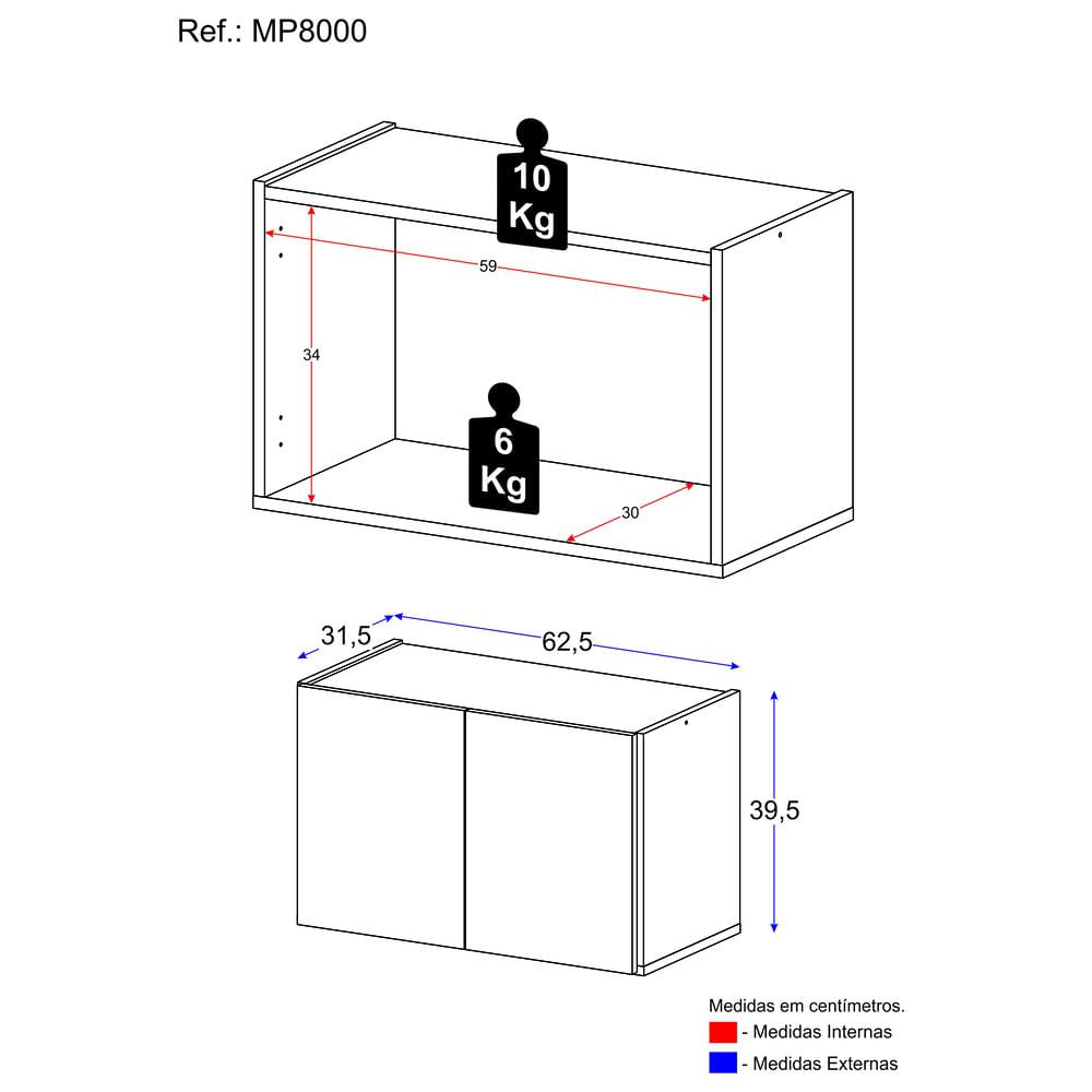 Encontraproduto.com.br - Aparador Buffet Suspenso 2 Portas Multimóveis Mp8000 Preto Preto