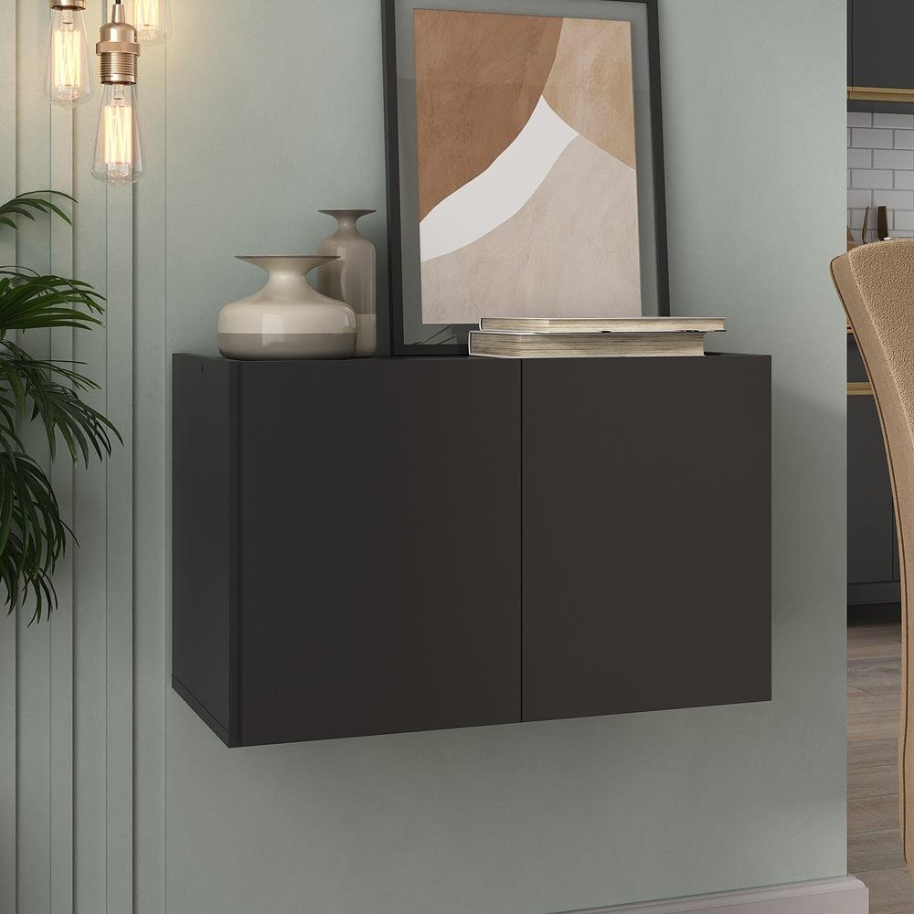 Encontraproduto.com.br - Aparador Buffet Suspenso 2 Portas Multimóveis Mp8000 Preto Preto