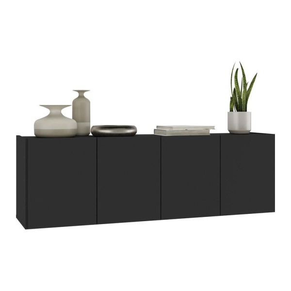 Encontraproduto.com.br - Aparador Buffet Suspenso 4 Portas Multimóveis Mp8002 Preto Preto