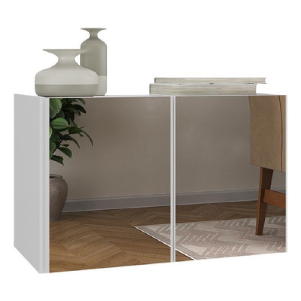 Encontraproduto.com.br - Aparador Buffet Suspenso Com Espelhos 2 Portas Multimóveis Mp8003 Branco Branco