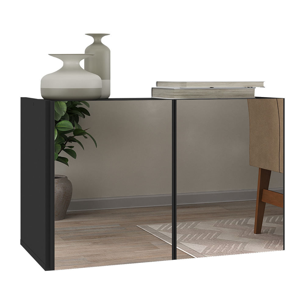 Encontraproduto.com.br - Aparador Suspenso Com Espelhos 2 Portas Multimóveis Mp8003 Cor Preto