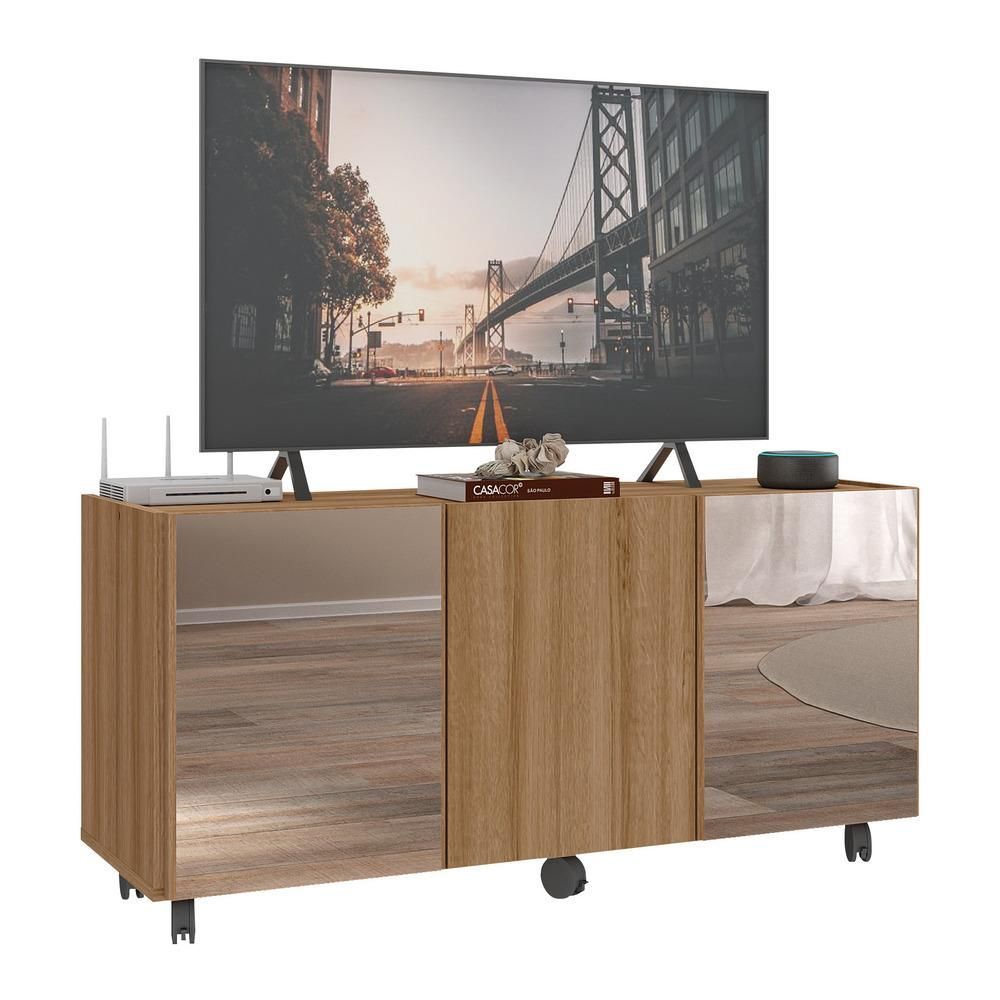 Encontraproduto.com.br - Rack Tv Até 32 Polegadas Com Rodízios E Espelhos Mp1076 Rustic Rustic