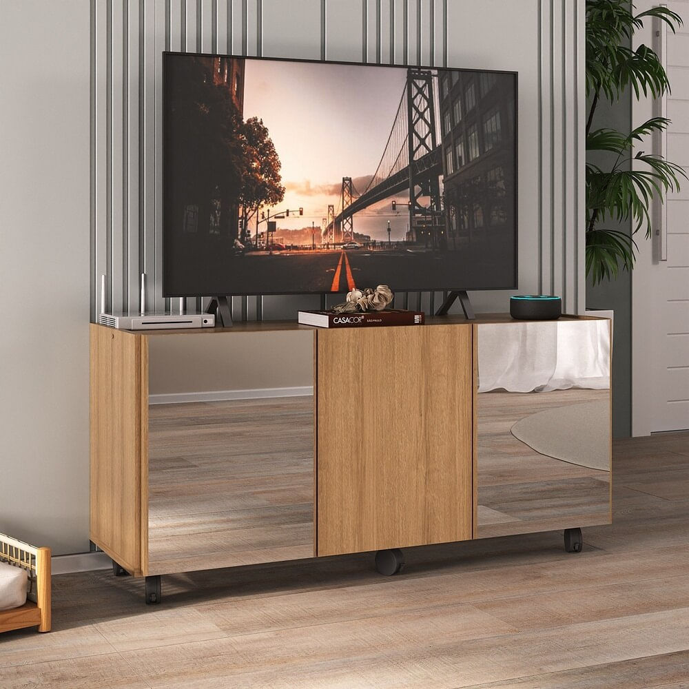 Encontraproduto.com.br - Rack Tv Até 32 Polegadas Com Rodízios E Espelhos Mp1076 Rustic Rustic