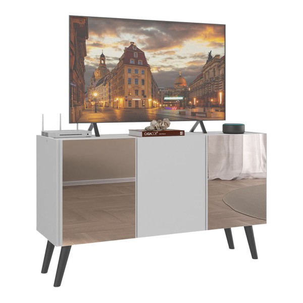 Encontraproduto.com.br - Rack Tv Até 32 Polegadas Retrô Com Espelhos Mp1078 Branco preto