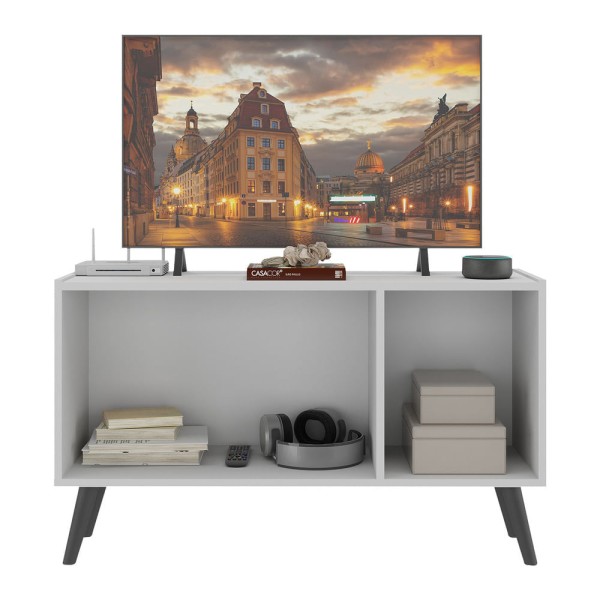 Encontraproduto.com.br - Rack Tv Até 32 Polegadas Retrô Com Espelhos Mp1078 Branco preto