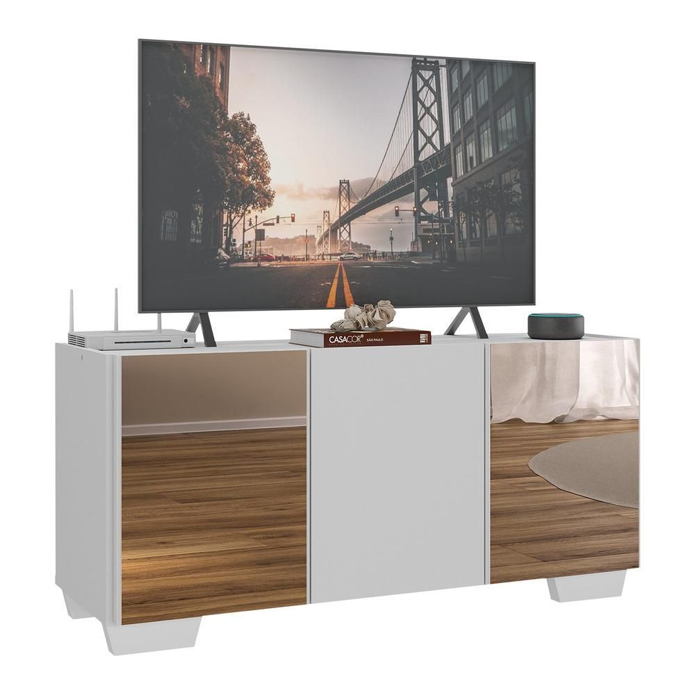 Encontraproduto.com.br - Rack Tv Até 32 Polegadas Com Espelhos Mp1079 Branco Branco