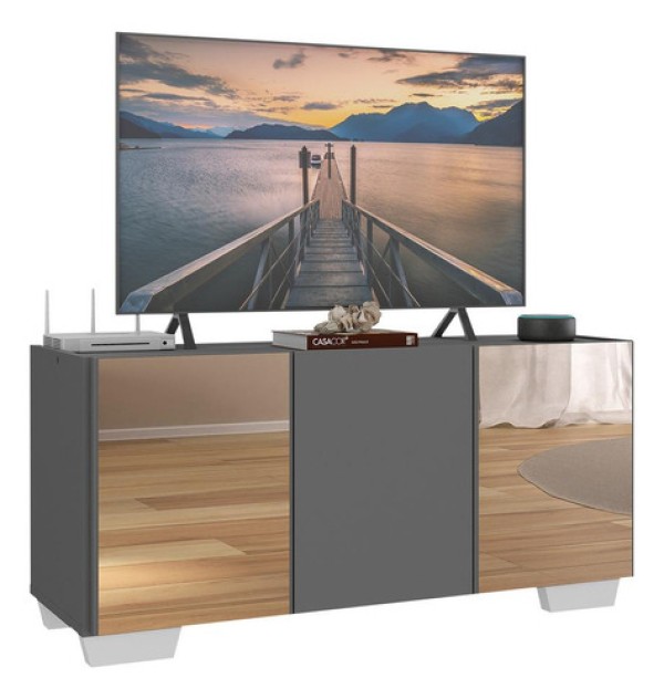 Rack Tv Até 32 Polegadas Com Espelhos Mp1079 Grafite preto