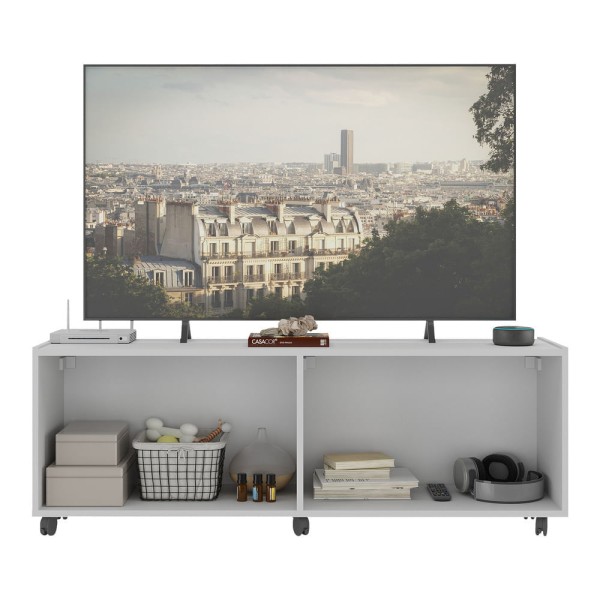 Encontraproduto.com.br - Rack Tv Até 50 Polegadas Com Rodízios E Espelhos Mp1080 Branco Branco