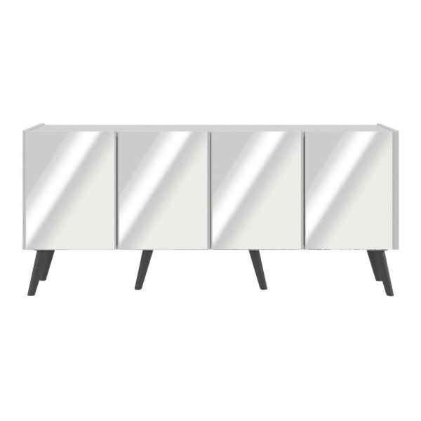 Encontraproduto.com.br - Rack Tv Até 50 Polegadas Retrô Com Espelhos Mp1082 Branco preto