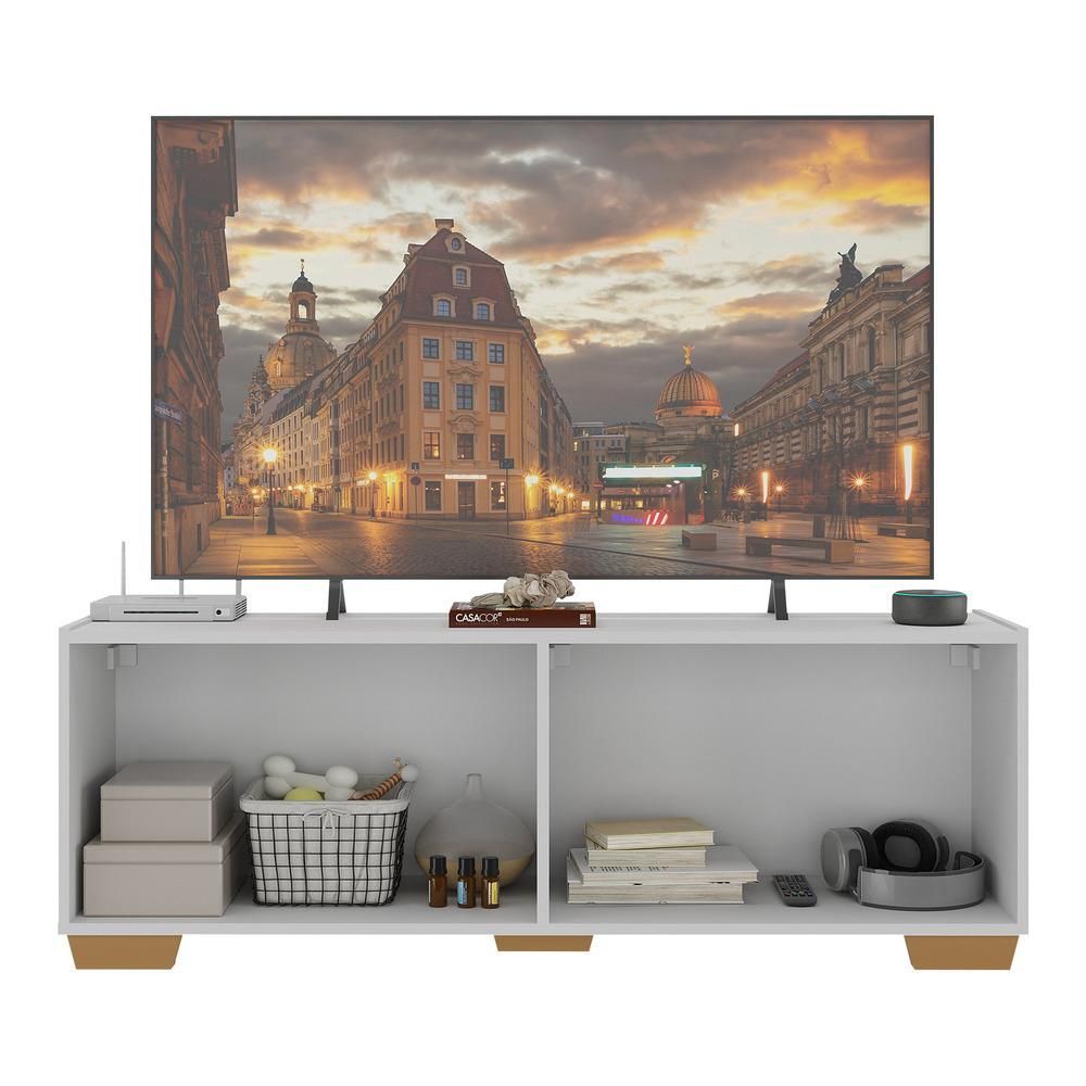 Encontraproduto.com.br - Rack TV até 50 Polegadas com Espelhos 4 Portas Multimóveis MP1083 Branco/Natural