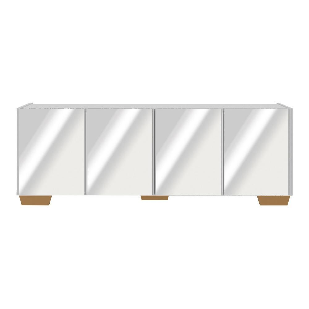 Encontraproduto.com.br - Rack TV até 50 Polegadas com Espelhos 4 Portas Multimóveis MP1083 Branco/Natural