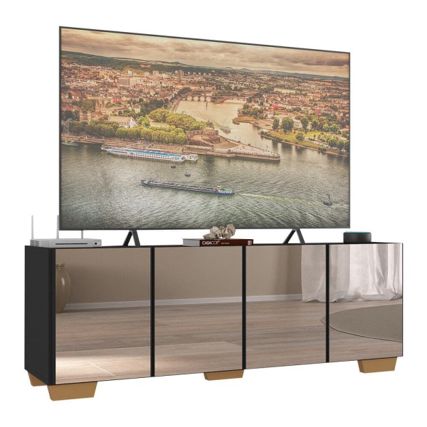 Encontraproduto.com.br - Rack TV até 50 Polegadas com Espelhos 4 Portas Multimóveis MP1083 Preto/Natural