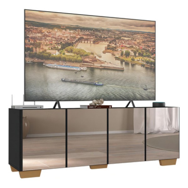 Encontraproduto.com.br - Rack TV até 50 Polegadas com Espelhos 4 Portas Multimóveis MP1083 Preto/Natural