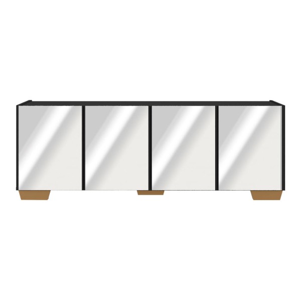 Encontraproduto.com.br - Rack TV até 50 Polegadas com Espelhos 4 Portas Multimóveis MP1083 Preto/Natural