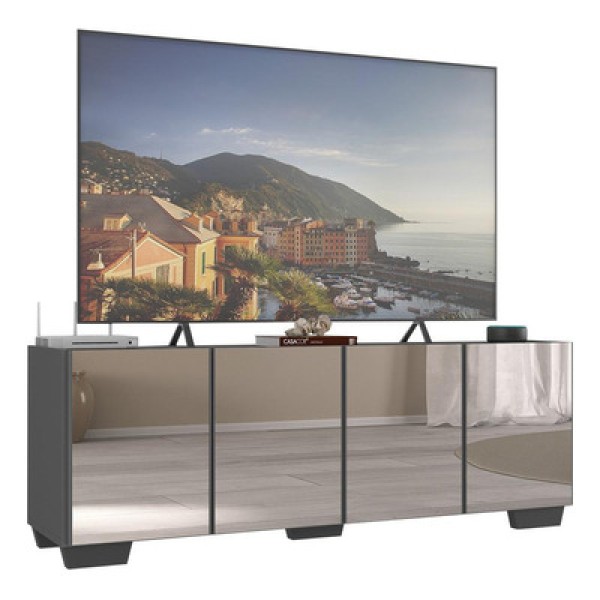 Rack TV até 50 Polegadas com Espelhos 4 Portas Multimóveis MP1083 Grafite/Preto