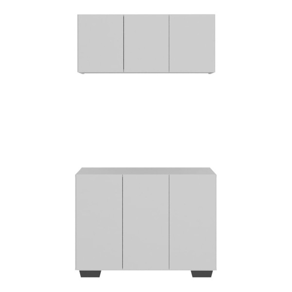 Encontraproduto.com.br - Conjunto Lavanderia Multiuso Armário Aéreo e Balcão 3 Portas Multimóveis MP5051 Branco/Preto