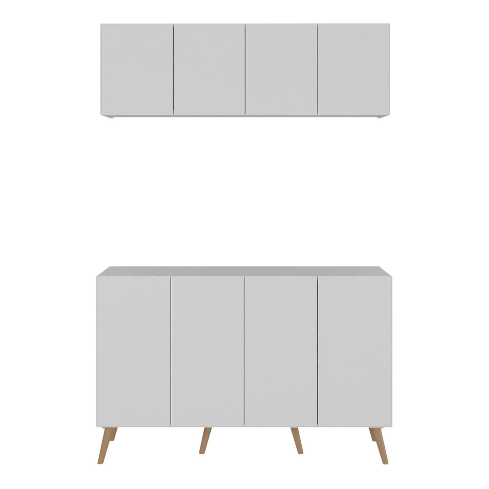 Encontraproduto.com.br - Conjunto Lavanderia Retrô Multiuso Armário Aéreo E Balcão Mp5053 Branco natural