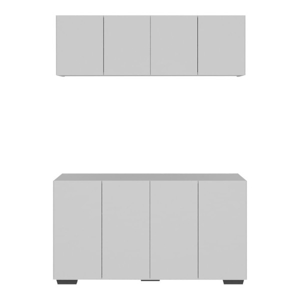 Encontraproduto.com.br - Conjunto Lavanderia Multiuso Armário Aéreo e Balcão 4 Portas Multimóveis MP5054 Branco/Preto