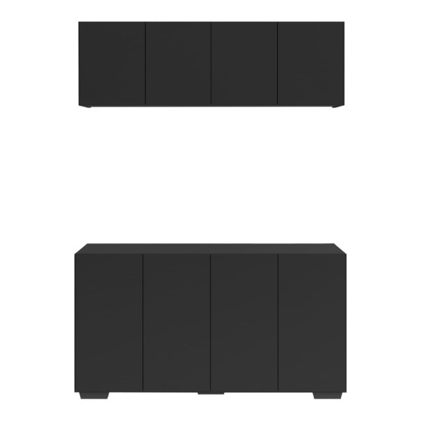 Encontraproduto.com.br - Conjunto Lavanderia Multiuso Armário Aéreo e Balcão 4 Portas Multimóveis MP5054 Preto