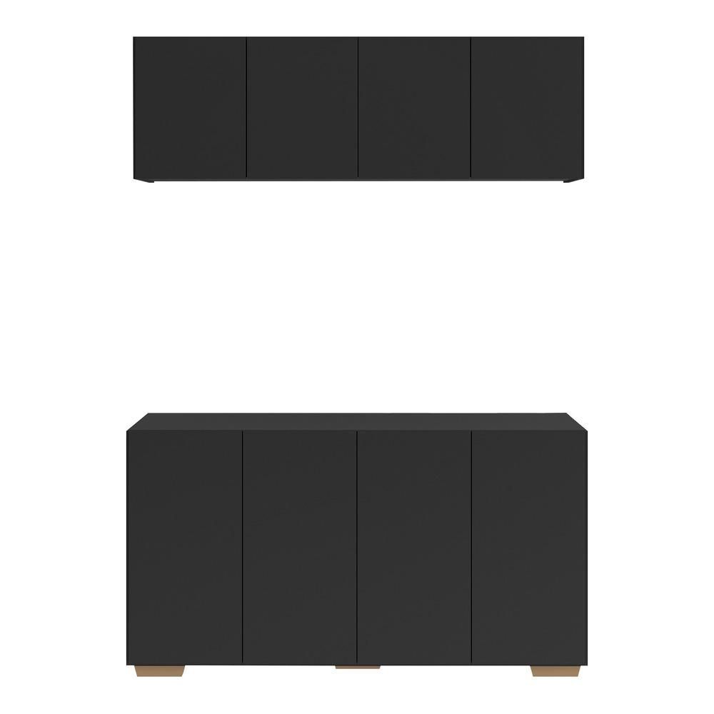 Encontraproduto.com.br - Conjunto Lavanderia Multiuso Armário Aéreo E Balcão Mp5054 Preto natural