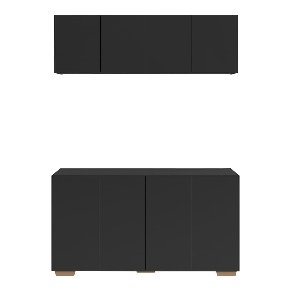 Encontraproduto.com.br - Conjunto Lavanderia Multiuso Armário Aéreo E Balcão Mp5054 Preto natural