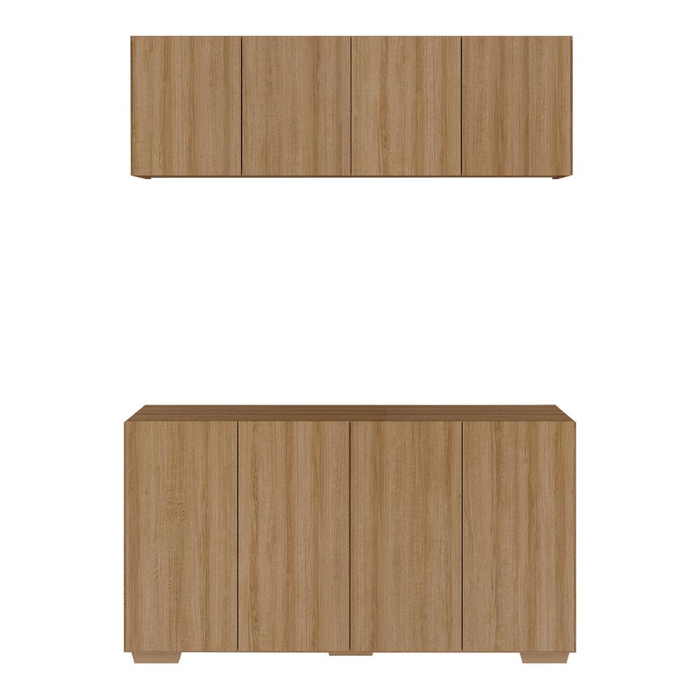 Encontraproduto.com.br - Conjunto Lavanderia Multiuso Armário Aéreo E Balcão Mp5054 Rustic natural