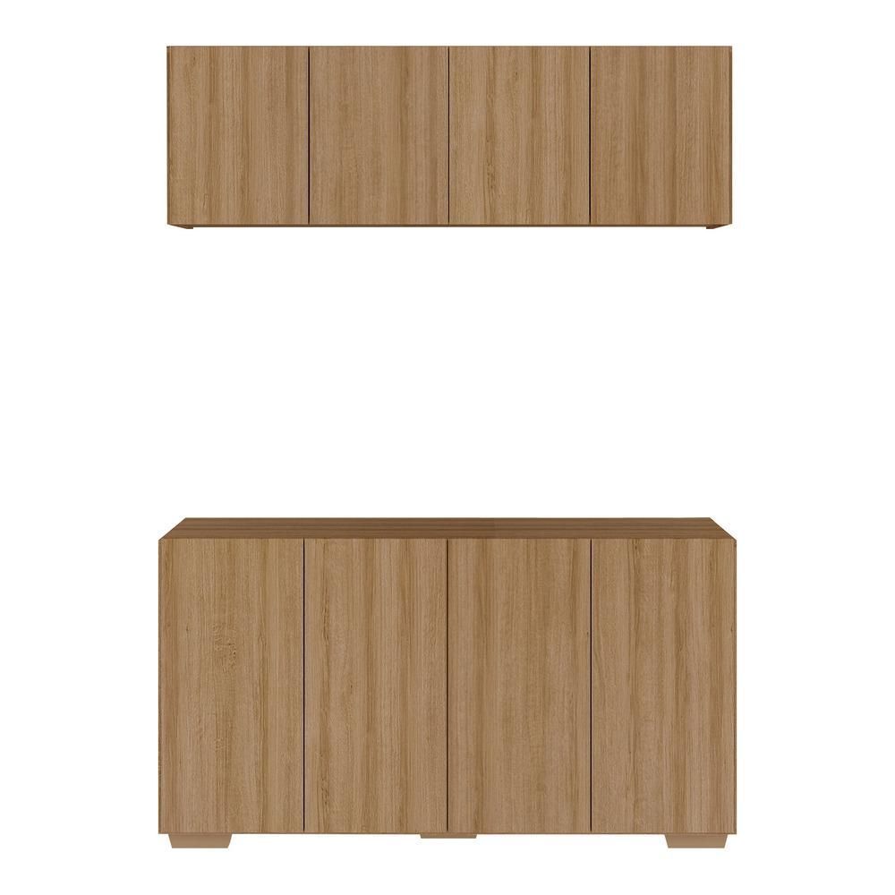 Encontraproduto.com.br - Conjunto Lavanderia Multiuso Armário Aéreo E Balcão Mp5054 Rustic natural
