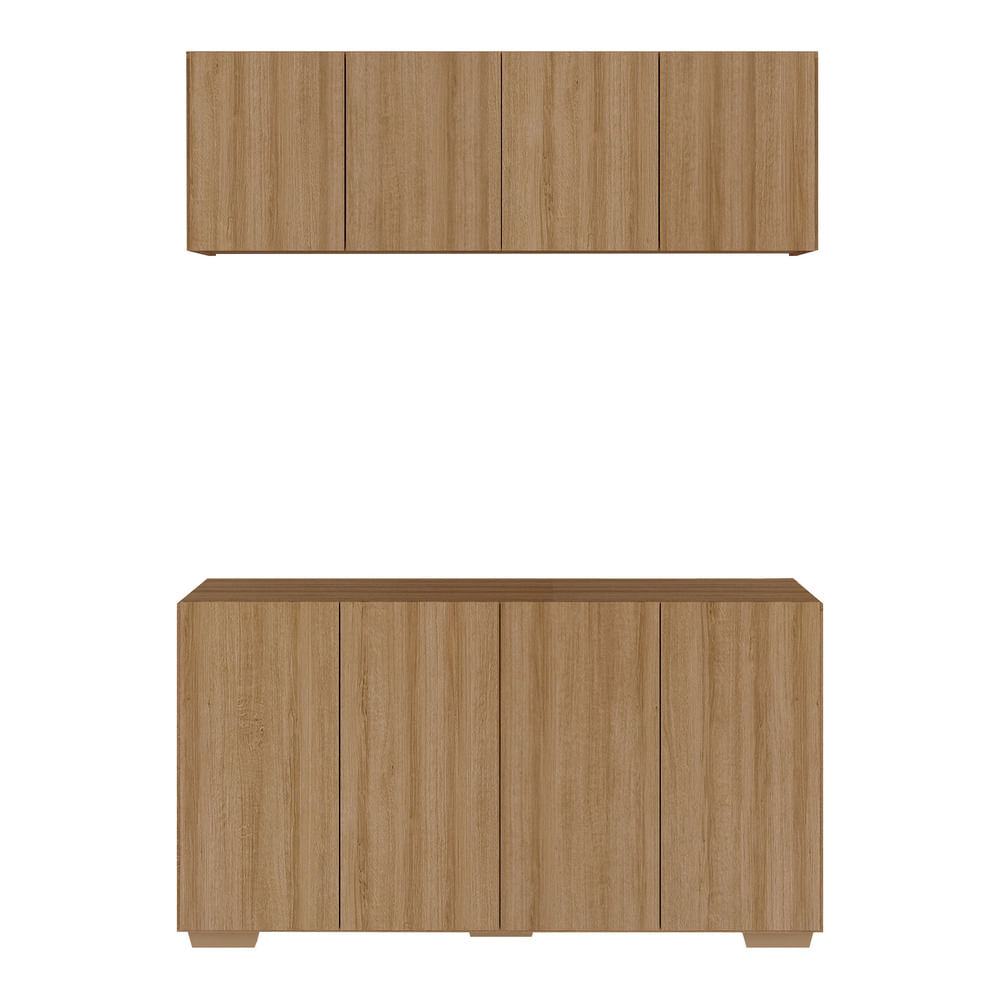 Encontraproduto.com.br - Conjunto Lavanderia Multiuso Armário Aéreo E Balcão Mp5054 Rustic natural