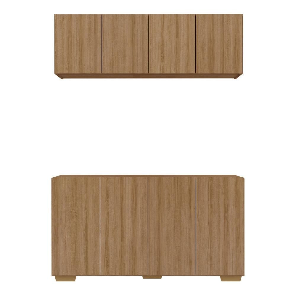 Encontraproduto.com.br - Kit Bar Armário Aéreo E Aparador 4 Portas Multimóveis Mp1087 Rustic/natural Rustic/natural