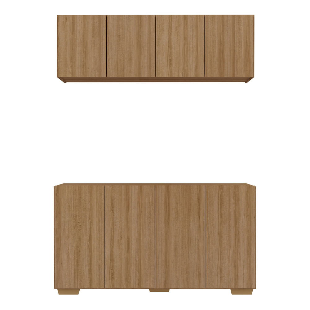 Encontraproduto.com.br - Kit Bar Armário Aéreo E Aparador 4 Portas Multimóveis Mp1087 Rustic/natural Rustic/natural