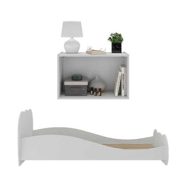 Encontraproduto.com.br - Cama Solteiro com Mesa de Cabeceira 2 Portas Multimóveis MP4175 Branca