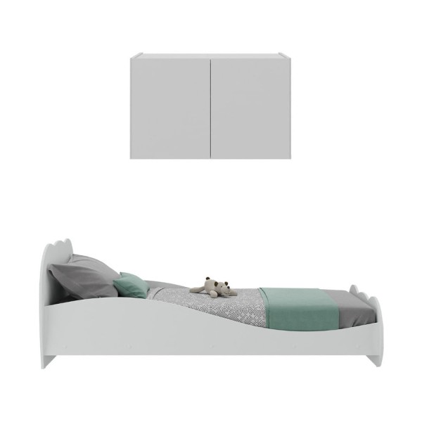 Encontraproduto.com.br - Cama Solteiro com Mesa de Cabeceira 2 Portas Multimóveis MP4175 Branca