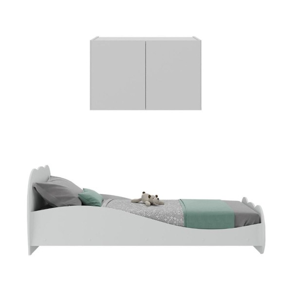 Encontraproduto.com.br - Cama Solteiro com Mesa de Cabeceira 2 Portas Multimóveis MP4175 Branca