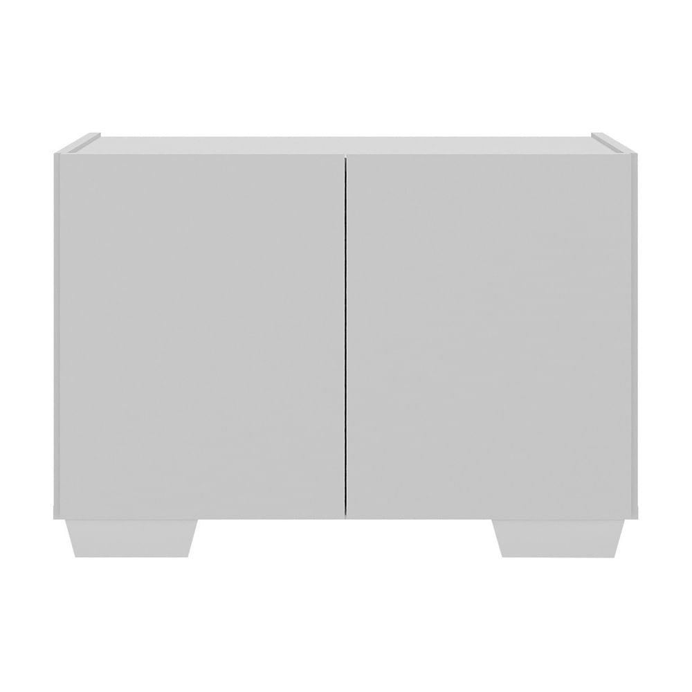 Encontraproduto.com.br - Cama Solteiro 100% MDF com Colchão Incluso e Mesa de Cabeceira 2 Portas Multimóveis MP4189 Branca