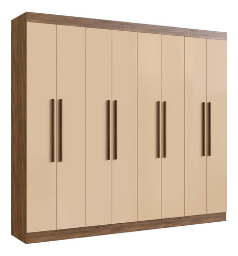 Guarda-Roupas Casal MDF 8 Portas 4 Gavetas Multimóveis CR35200 Castanho/Nude