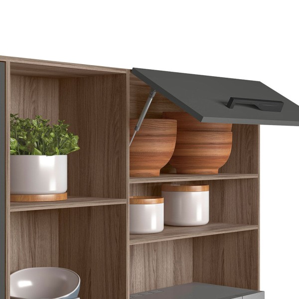 Encontraproduto.com.br - Armário Cozinha Compacta Com 8 Portas E 2 Gavetas Multimóveis Cr20250 Carvalho Nature/chumbo Carvalho Nature/chumbo