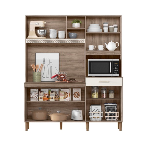 Encontraproduto.com.br - Armário Cozinha Compacta Com 7 Portas Multimóveis Cr20254 Carvalho Nature/off White Carvalho Nature/off White