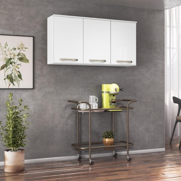 Encontraproduto.com.br - Armário Aéreo 120cm com 3 Portas Multimóveis CR20261 Branco