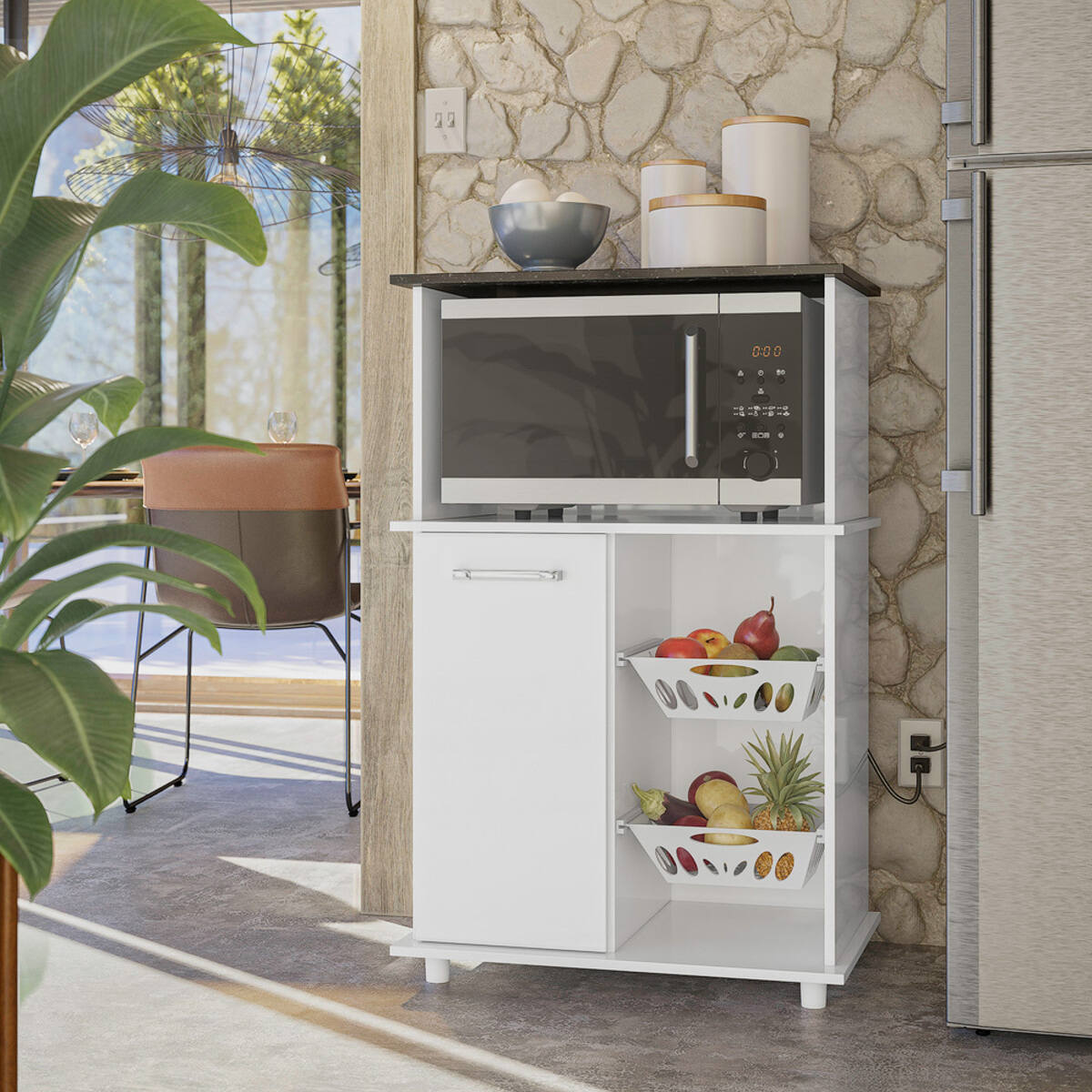 Encontraproduto.com.br - Balcão Cozinha com 2 Cestos Multimóveis CR20267 Branco