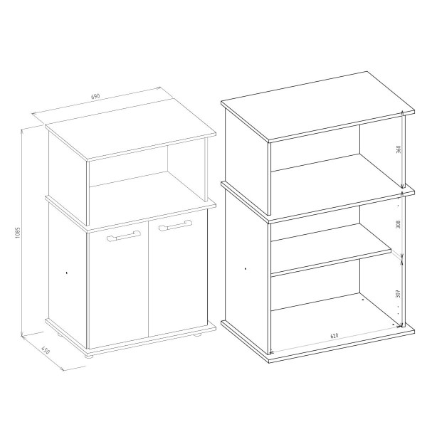 Encontraproduto.com.br - Balcão Cozinha Para Forno E Microondas Multimóveis Cr20268 Carvalho Nature Carvalho Nature