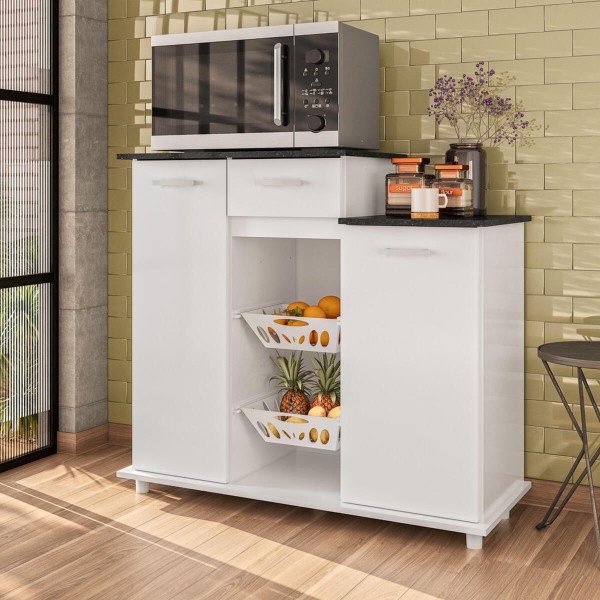 Encontraproduto.com.br - Balcão Cozinha 104cm com Fruteira Multimóveis CR20269 Branco