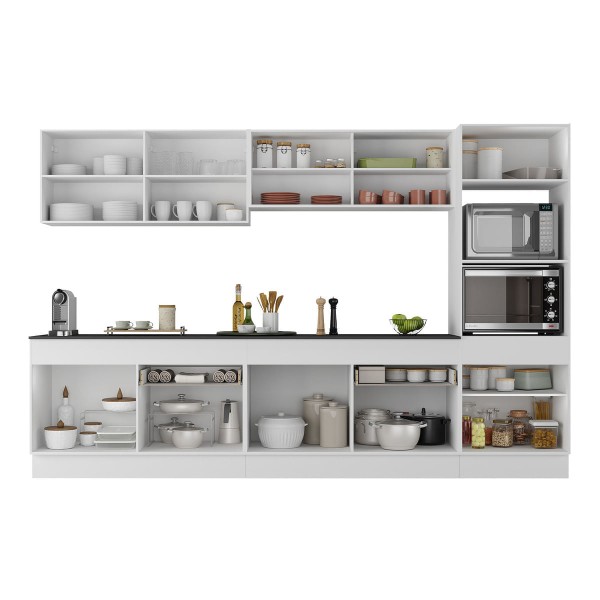 Encontraproduto.com.br - Armário De Cozinha Completa 5 Peças Com Rodapé Mp2175 Made Multimóveis Branco/preto Branco/preto