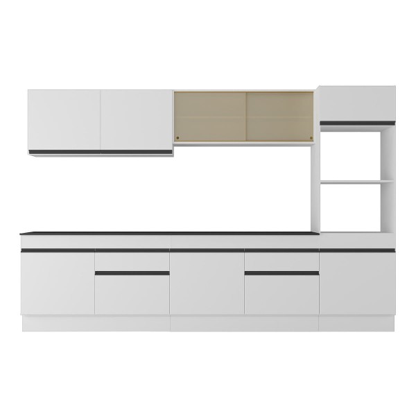 Encontraproduto.com.br - Armário De Cozinha Completa 5 Peças Com Rodapé Mp2175 Made Multimóveis Branco/preto Branco/preto
