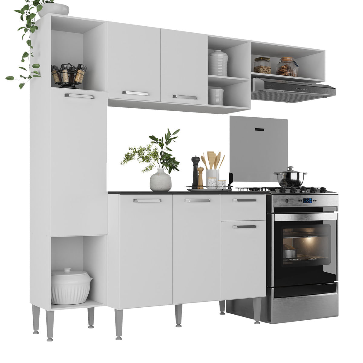 Encontraproduto.com.br - Armário De Cozinha Compacta Smart Multimóveis Mp2219 Cor Branco