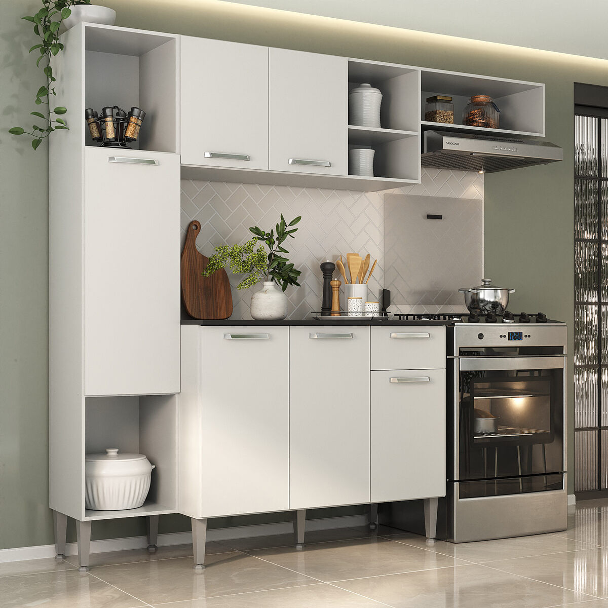 Encontraproduto.com.br - Armário De Cozinha Compacta Smart Multimóveis Mp2219 Cor Branco
