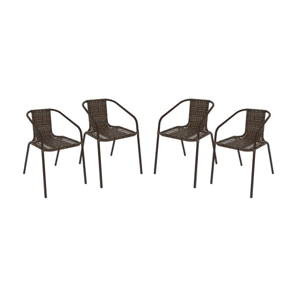 Encontraproduto.com.br - Kit 4 Cadeiras de Jardim Junco Sintético Multimóveis CR8009 Café Mesclado